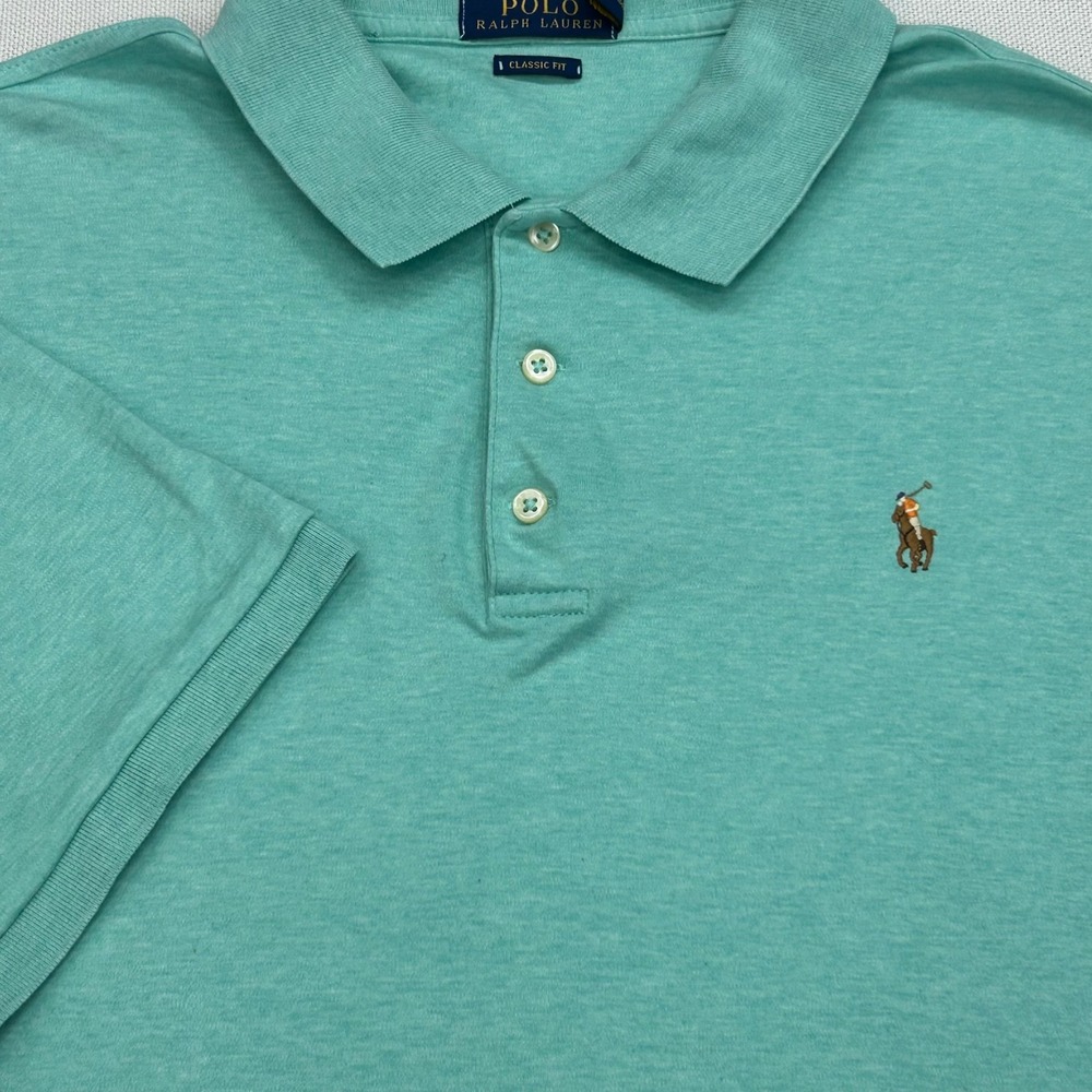 Polo Ralph Lauren Classic Fit Shirt Mens XL Mint Green Short Sleeve Flesh Pony